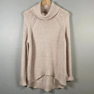 Bardot Belle Sleeve Turtleneck Fluffy Knit Sweater Blush Pink Size 10 Cozy Tunic